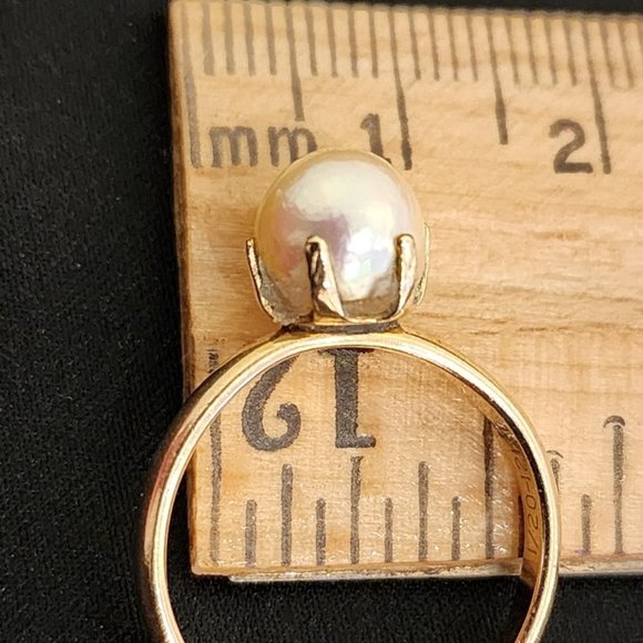 Vintage Round Cultured Pearl Ring 1/20 12KT - Picture 3 of 9